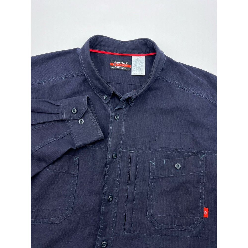 Bulwark FR IQ Series Button Shirt 2XLT Blue CAT 2 2112 Westex G2 Flame Resistant